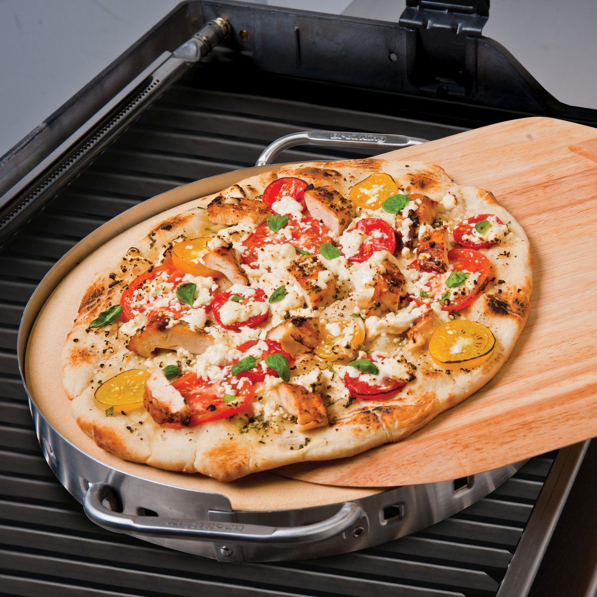 Набор для приготовления пиццы (лопатка, камень на подставке) 69816