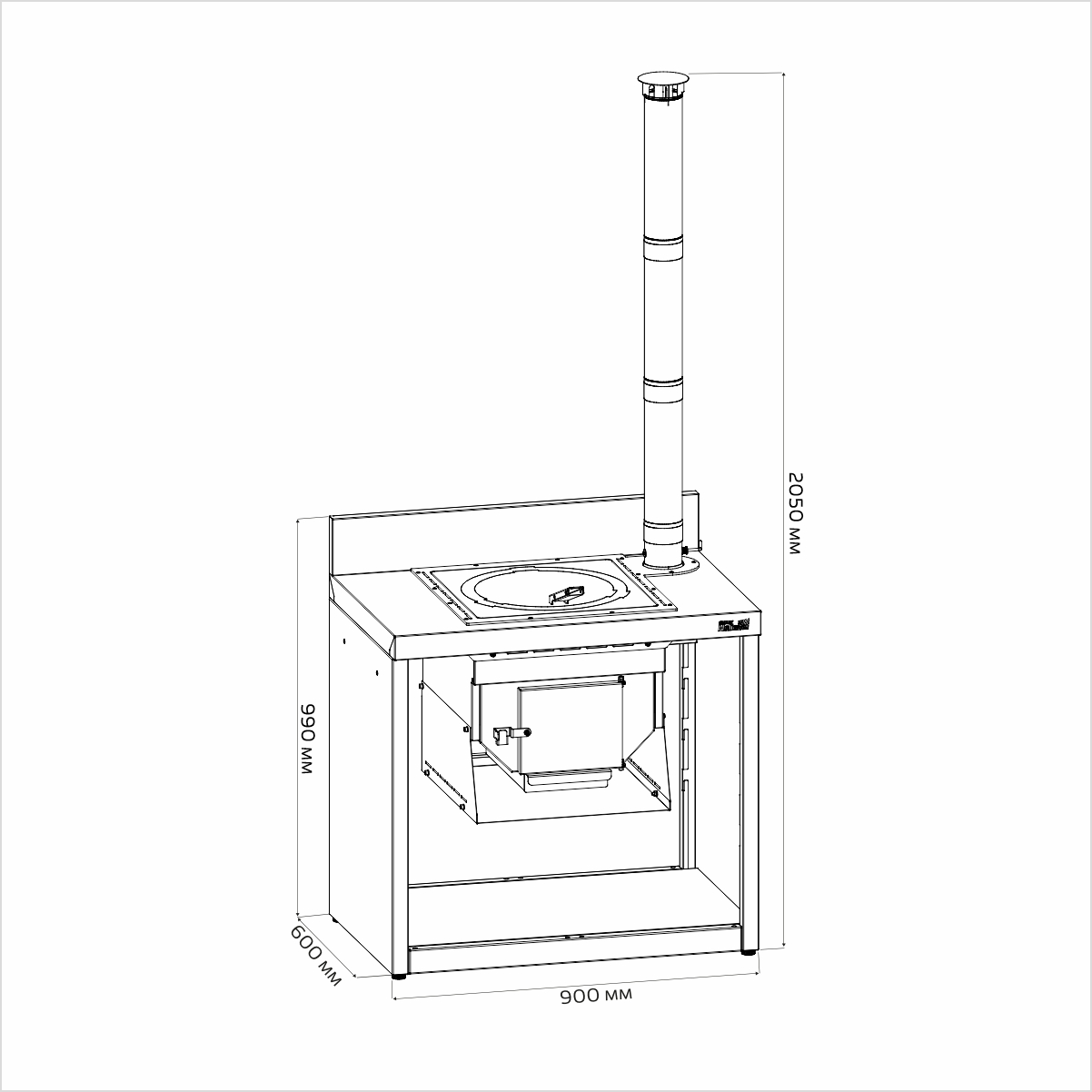 Модуль уличной кухни SMART-900 Печь под казан (HS-KU02-P900) Helios